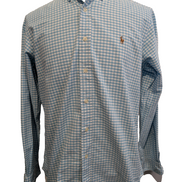 Chemise Ralph Lauren à Petits Carreaux Bleu et Blanc Taille M Classic Fit