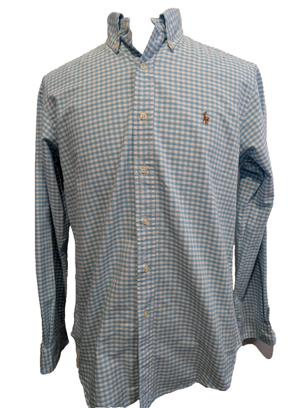 Chemise Ralph Lauren à Petits Carreaux Bleu et Blanc Taille M Classic Fit