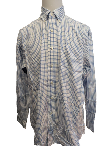 Ralph Lauren Chemise Homme L Blanche Quadrillée Double Retors Sans Logo