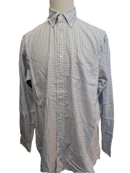 Ralph Lauren Chemise Homme L Blanche Quadrillée Double Retors Sans Logo