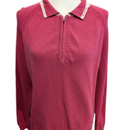 Pull Izod Rose Col Montant Zippé Stretch Coton Taille L