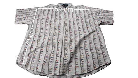 Chemise CHAPS Ralph Lauren manches courtes crème fanions nautiques shirt XL