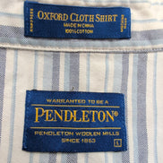 Chemise Pendleton L Bleu Uni Oxford 100% Coton Manches Longues
