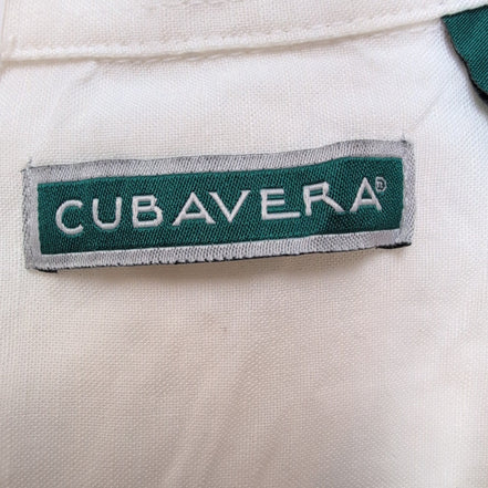 Chemise Hawaïenne Manches Courtes Cubavera Brodée Blanche Rayonne M