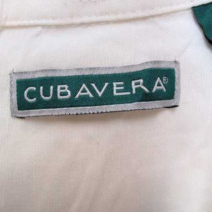 Chemise Hawaïenne Manches Courtes Cubavera Brodée Blanche Rayonne M