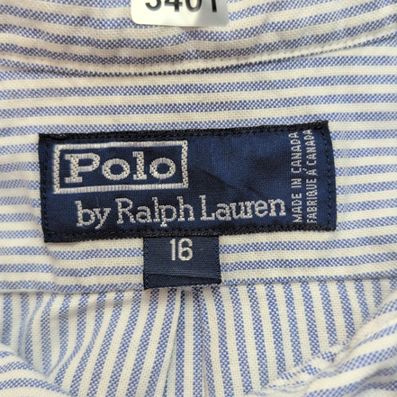 Chemise Polo Ralph Lauren 16 XS S Oxford Rayures Logo Marron Canada