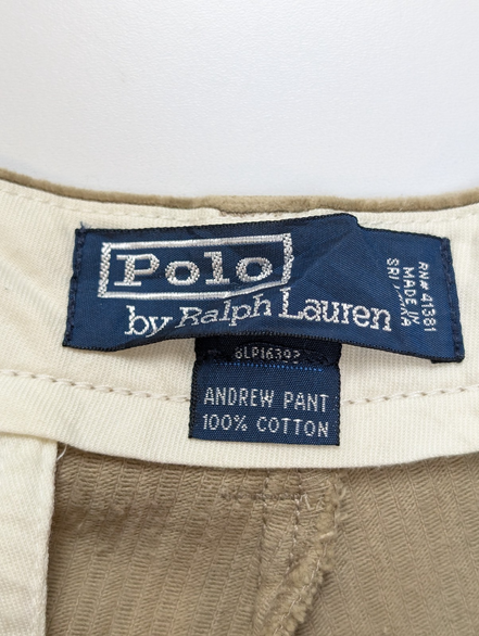 Pantalon Velours Côtelé Polo Ralph Lauren W34 L30 Marron Clair Beige vintage