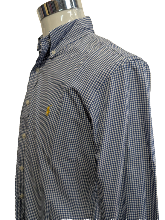 Chemise Polo Ralph Lauren Shirt Blake XL Vichy Bleu Logo Marine Button Down