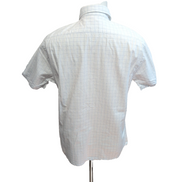 Chemise YVES SAINT LAURENT L Blanche Carreaux Bleus 100% Coton Logo Rose