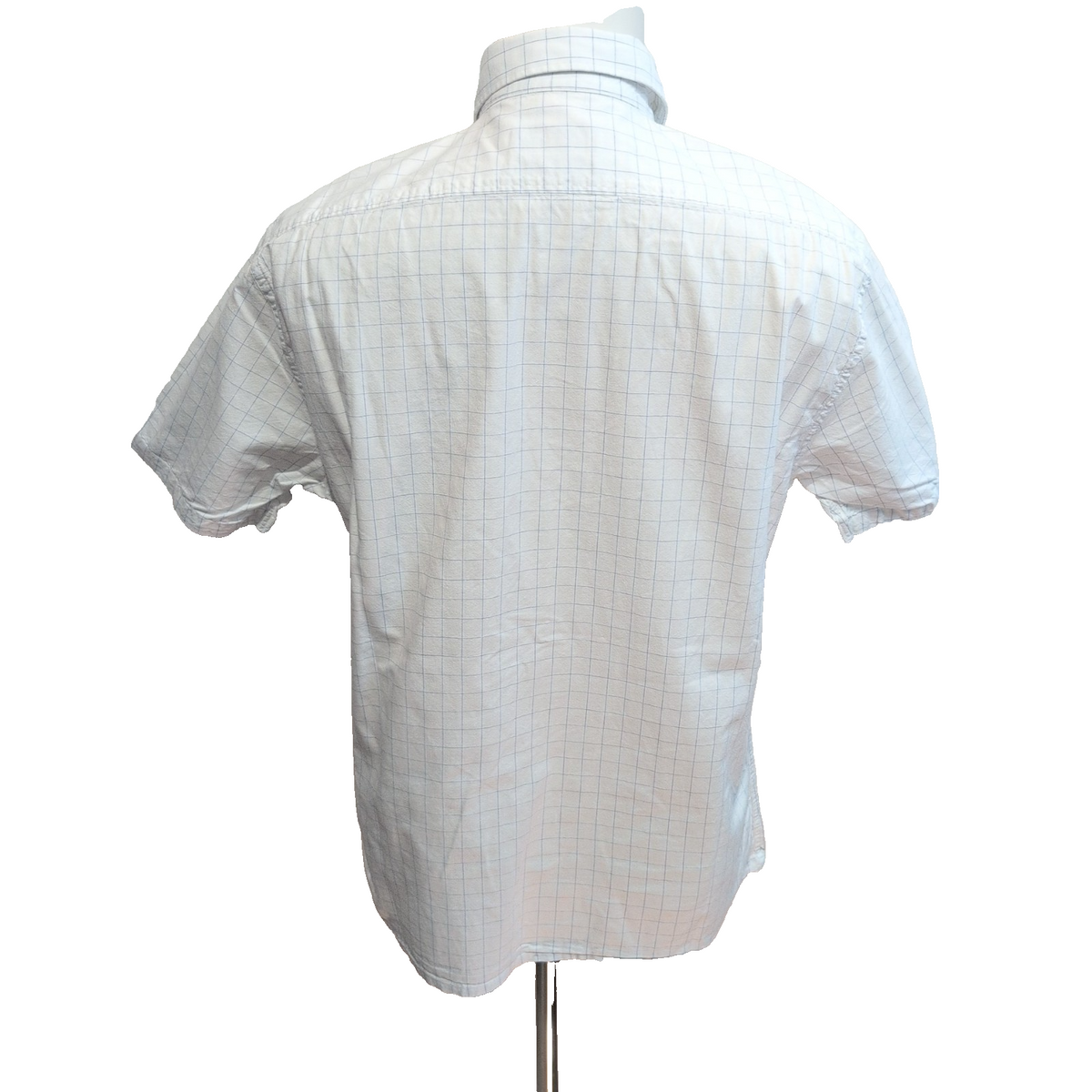 Chemise YVES SAINT LAURENT L Blanche Carreaux Bleus 100% Coton Logo Rose