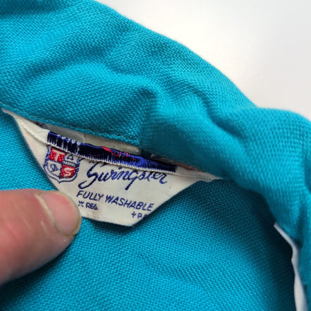 Chemise hawaïenne The Suringster L bleue brodée 100% soie manches courtes