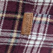 🐻 CHEMISE FLANELLE CHAPS M (G) CARREAUX BORDEAUX MARRON LOGO CUIR