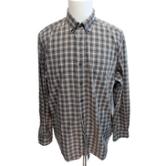 Chemise Nautica L Kaki Carreaux 100% Coton Logo Poche manches longues