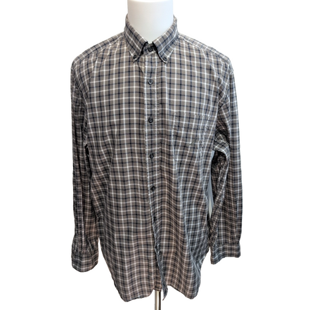 Chemise Nautica L Kaki Carreaux 100% Coton Logo Poche manches longues