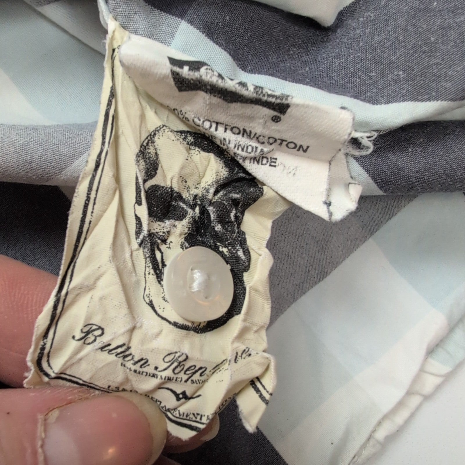 Chemise Manches Courtes Levi's à Carreaux Bleu et Blanc Taille L 1 poche