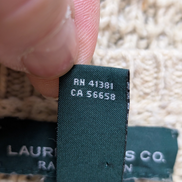 Pull Ralph Lauren (Lauren) Femme L Grosse Maille Style Cape Crème Vintage 🏷️
