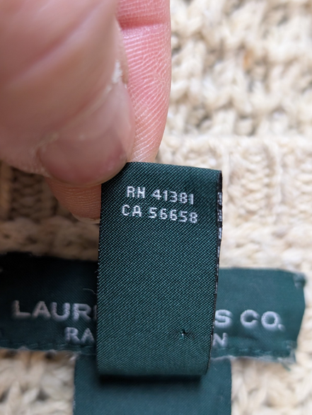 Pull Ralph Lauren (Lauren) Femme L Grosse Maille Style Cape Crème Vintage 🏷️