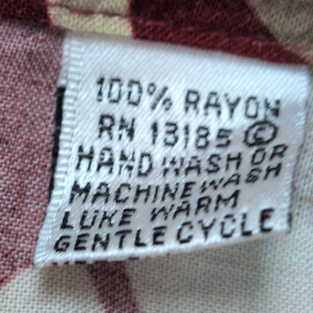 Chemise hawaïenne Pierre Cardin XL bordeaux feuillage 100% rayonne