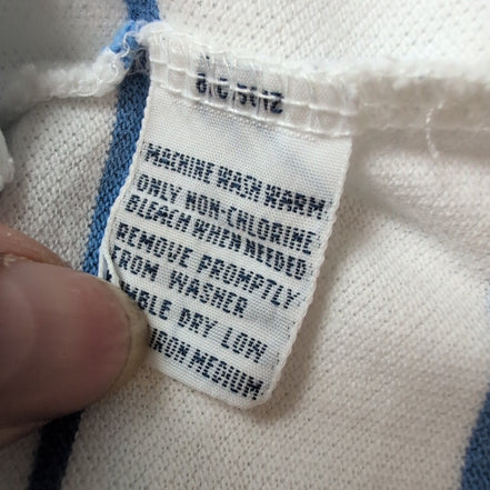 Polo Ralph Lauren Homme XL Blanc Rayures Bleues Logo Noir Polo Manches Courtes