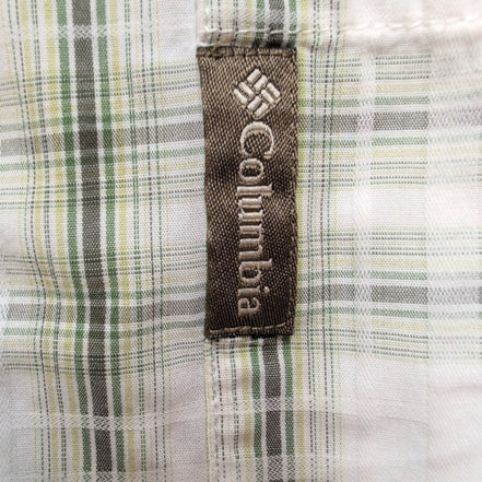 Chemise Columbia manches courtes à carreaux verts et blancs poche XL