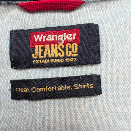 Chemise Wrangler Jeans Co Bleu à carreaux Taille L 100% Coton Manches courtes P