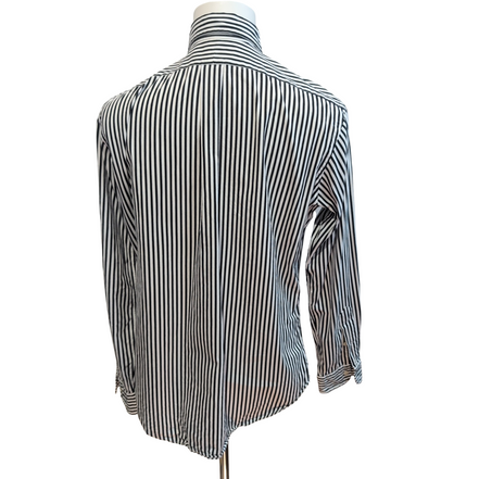 Chemise Ralph Lauren Classic Fit L Blanc Rayures Noir 3 Cavaliers