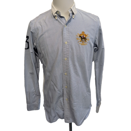 Chemise Ralph Lauren Mercer S Bleu Écusson Chasse Polo 1967 Broderie N°3