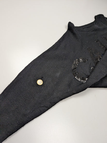 Pull Calvin Klein Jeans femme XS S noir paillettes manches chauve-souris