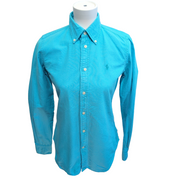 Chemise Ralph Lauren Femme Turquoise Slim Fit T6 XS Logo Ton sur Ton