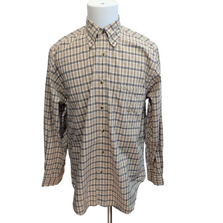 Chemise Nautica M L Marron Clair Carreaux 100% Coton Logo Poche
