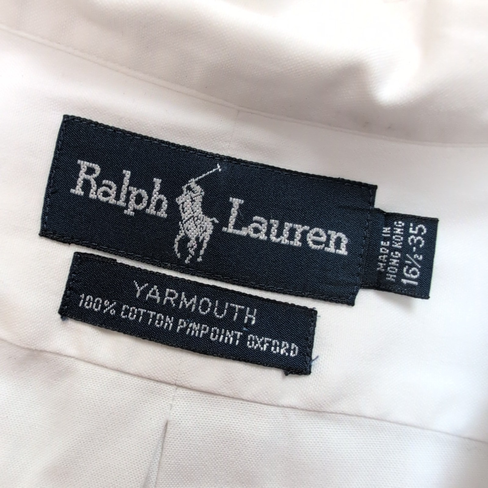 Chemise Ralph Lauren blanche logo marron taille L/XL pimpoint oxford bd yarmouth