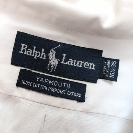 Chemise Ralph Lauren blanche logo marron taille L/XL pimpoint oxford bd yarmouth