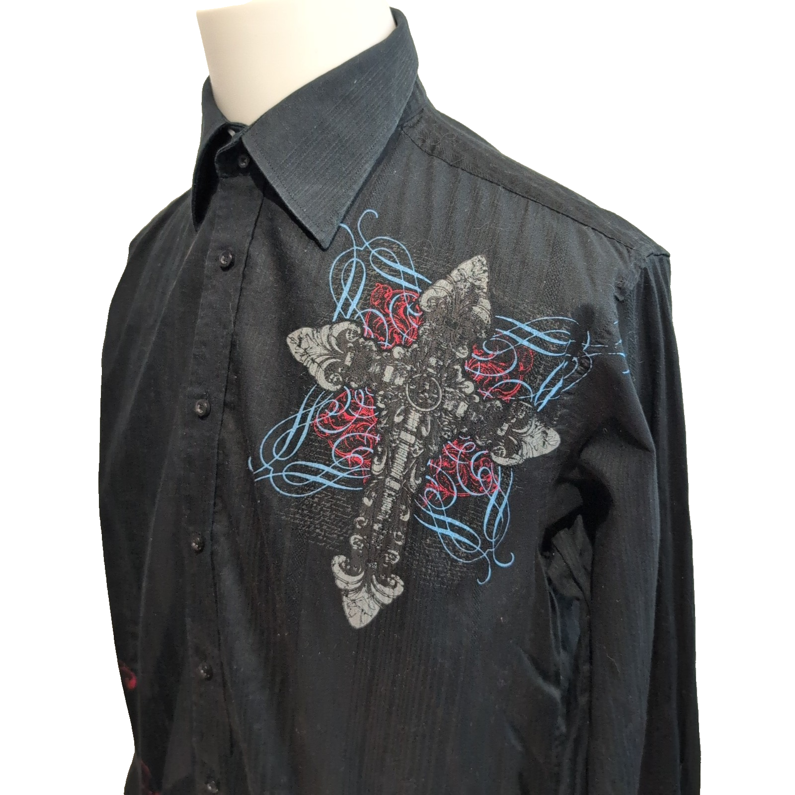 Chemise Eighty Eight M Noir Crucifix Imprimé 100% Coton manches longues