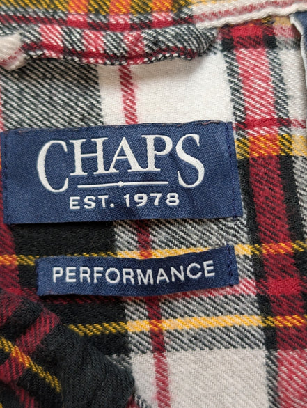 👕 CHEMISE FLANELLE PERFORMANCE CHAPS L (G) À CARREAUX ROUGE NOIR LOGO CUIR