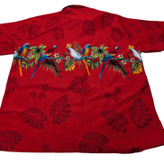 Chemise hawaïenne Terivoile rouge perroquet manches courtes taille L