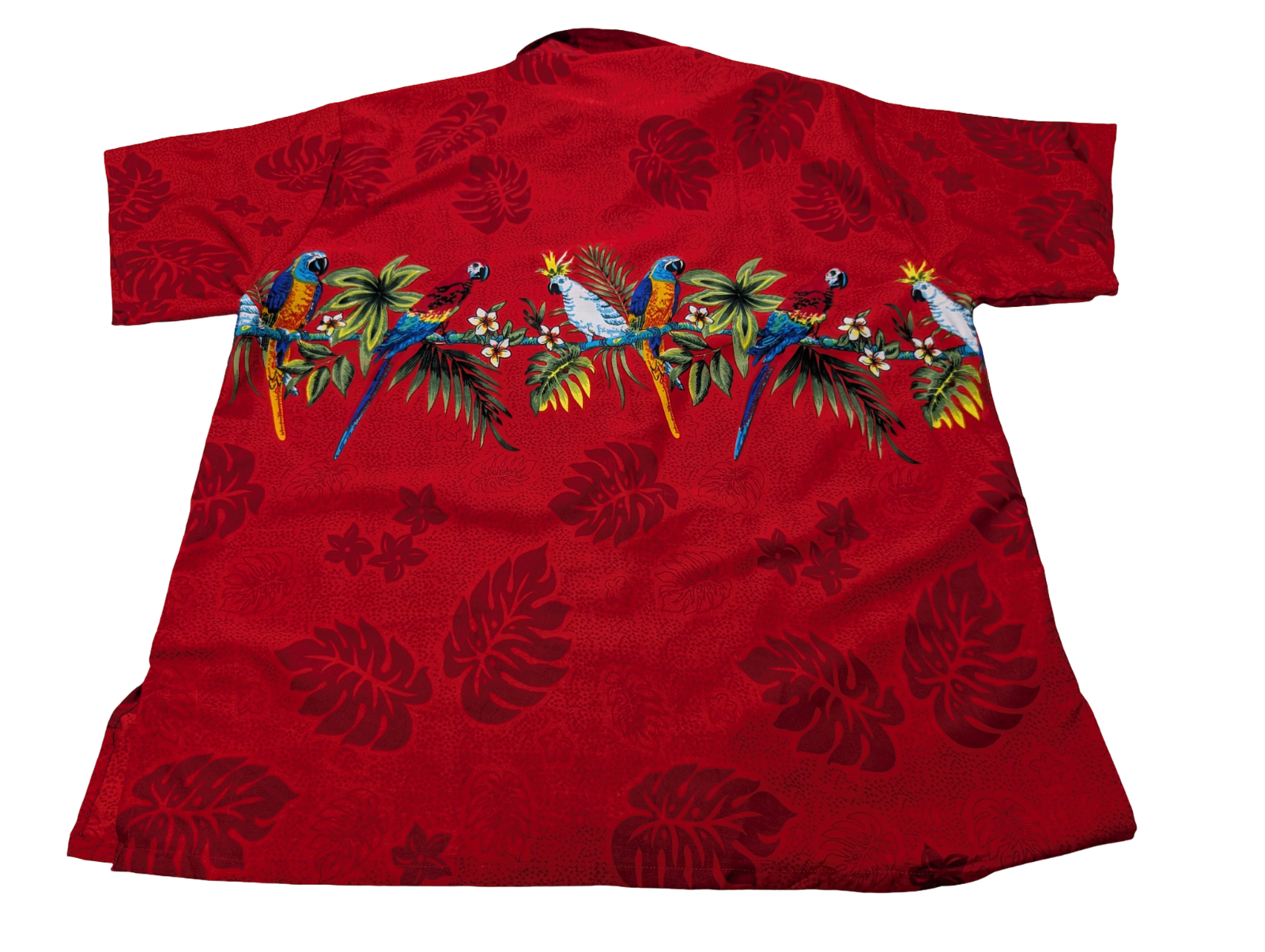 Chemise hawaïenne Terivoile rouge perroquet manches courtes taille L