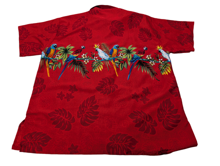 Chemise hawaïenne Terivoile rouge perroquet manches courtes taille L