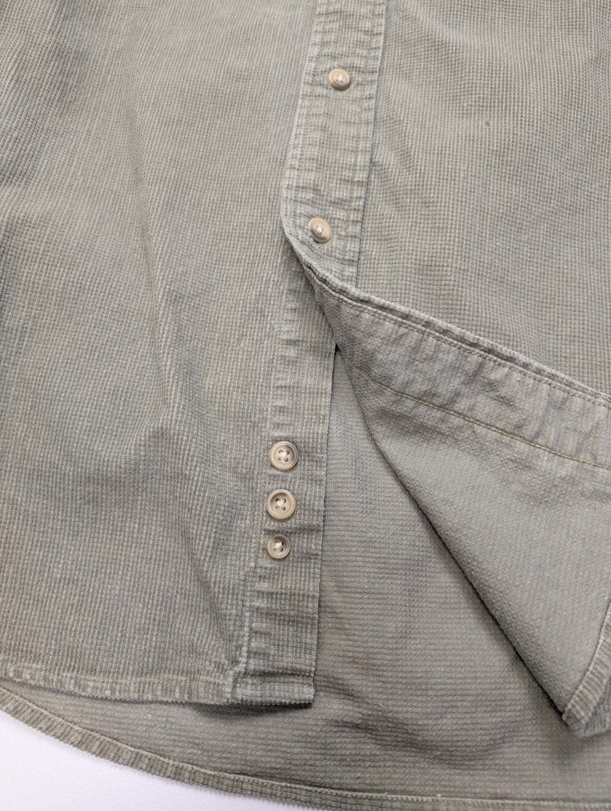 Chemise EDDIE BAUER T.L Velours Quadrillé Kaki 100% Coton Vintage