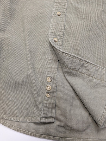 Chemise EDDIE BAUER T.L Velours Quadrillé Kaki 100% Coton Vintage