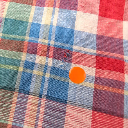 Chemise Chaps rouge à carreaux lin et coton workwear manches courtes à poche XL