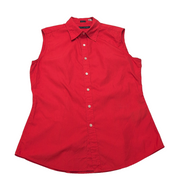Chemise Ralph Lauren Femme M 10 Rouge Sans Manches Skinny Fit 100% Coton