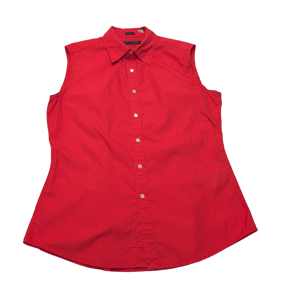 Chemise Ralph Lauren Femme M 10 Rouge Sans Manches Skinny Fit 100% Coton