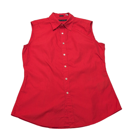 Chemise Ralph Lauren Femme M 10 Rouge Sans Manches Skinny Fit 100% Coton