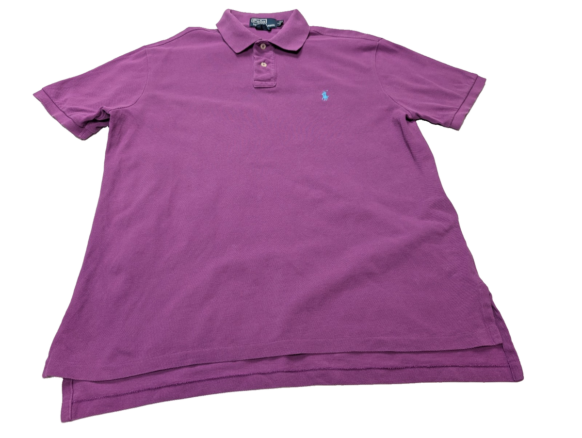 Polo manches courtes Polo Ralph Lauren violet lilas logo turquoise Custom Fit L