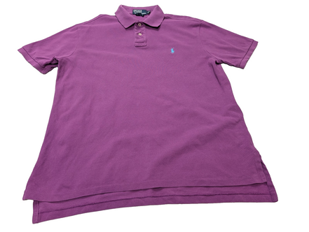 Polo manches courtes Polo Ralph Lauren violet lilas logo turquoise Custom Fit L