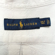 Chemise Ralph Lauren 3XLT 4XL Blanche Rayures Gaufrées Manches Courtes
