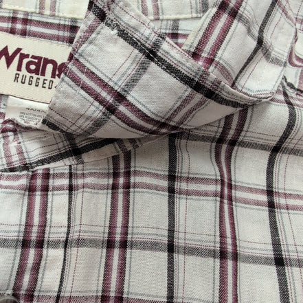 Chemise Wrangler Rugged Wear Manches Courtes Carreaux Rouge Noir Blanc T. 4XL