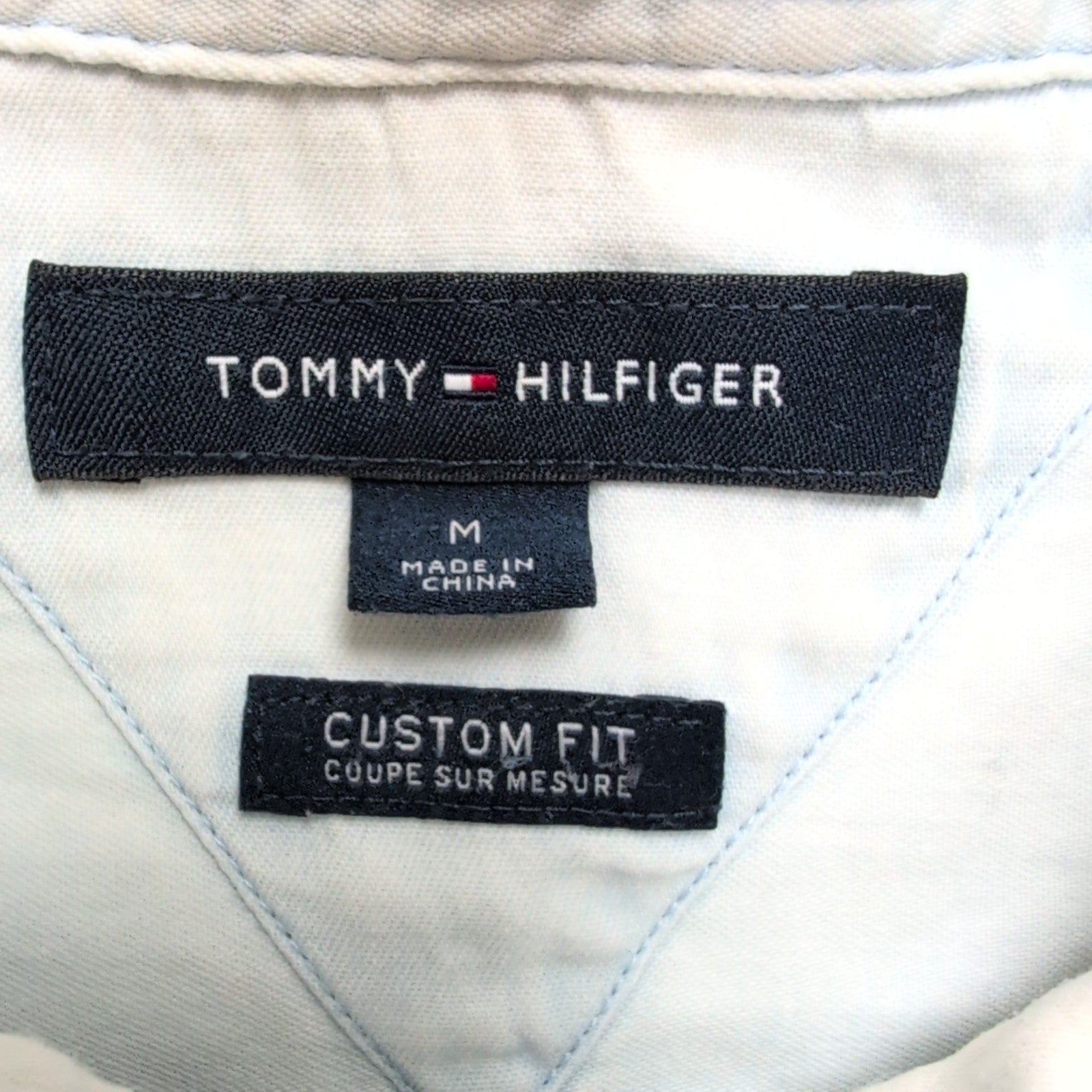 Chemise Tommy Hilfiger Homme Taille M Custom Fit Bleu Indigo Effet Jean Coton