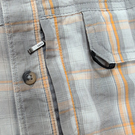 Chemise Wrangler Manche Courte Technique Orange et Grise Taille M Deux Poches