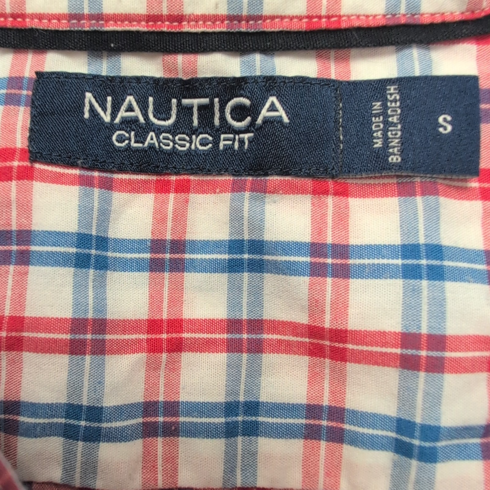 Chemise Nautica Classic Fit S bleu blanc rouge à carreaux manches courtes